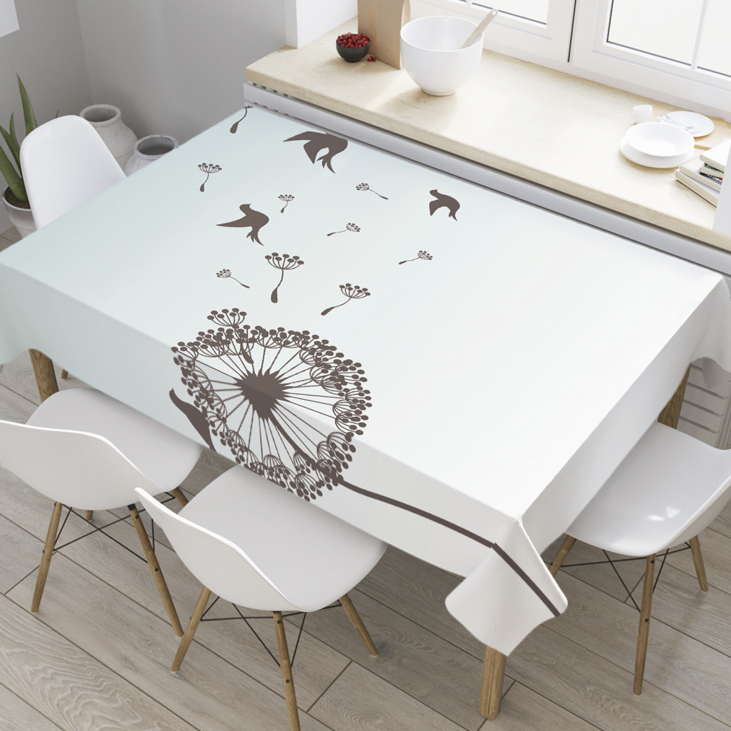 

Скатерть прямоугольная JoyArty "Одуванчик мира" из оксфорда, 120x145 см, Белый, Одуванчик мира