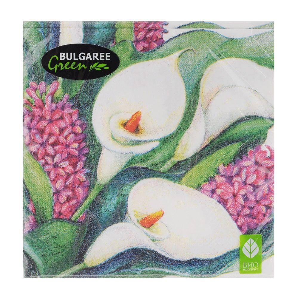 

Салфетки бумажные Bulgaree Green Каллы 33 х 33 см трехслойные 20 шт, Разноцветный