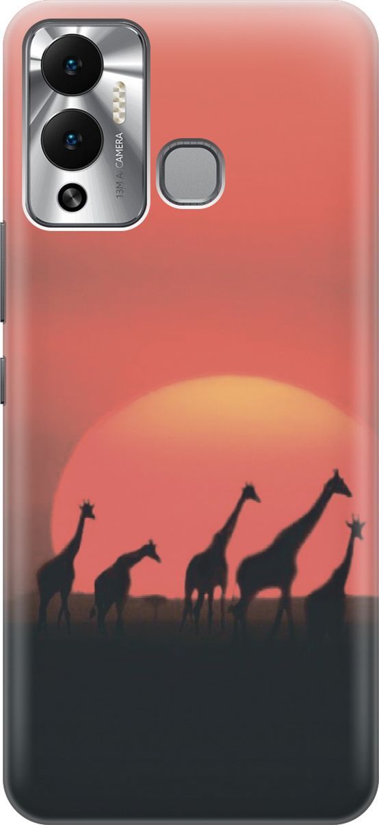 

Силиконовый чехол на Infinix Hot 12 Play NFC "Жирафы", Красный, 14660