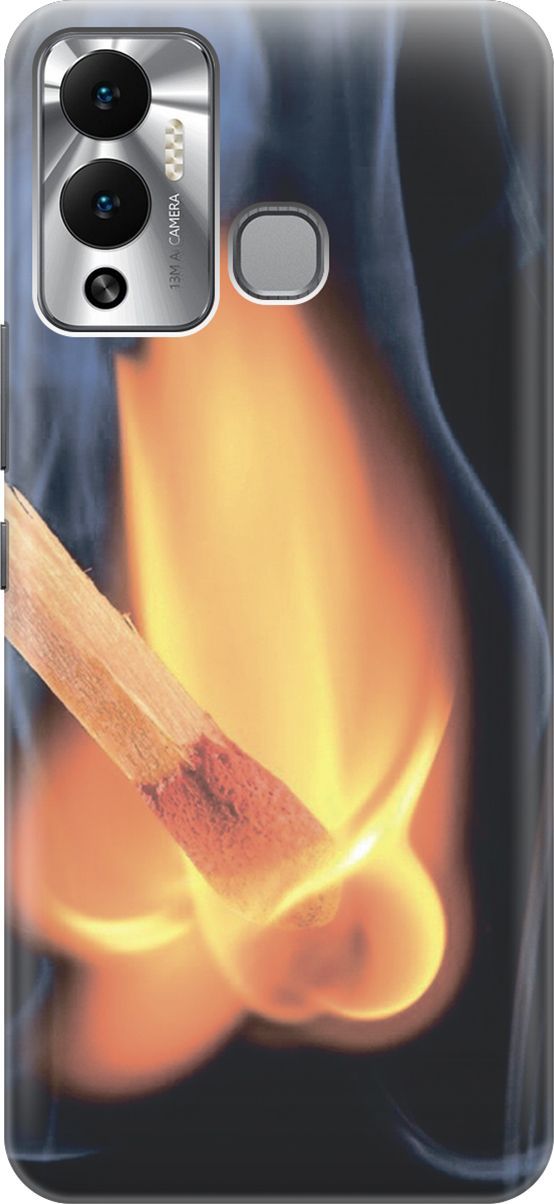 

Чехол на Infinix Hot 12 Play NFC "Горящая спичка", Оранжевый;черный, 14663