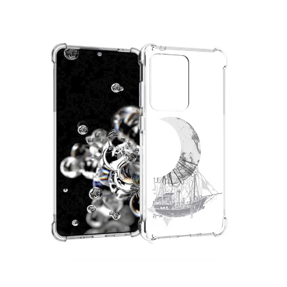 

Чехол MyPads Tocco для Samsung Galaxy S20 Ultra черно белый корабль полумесяц, Прозрачный, Tocco