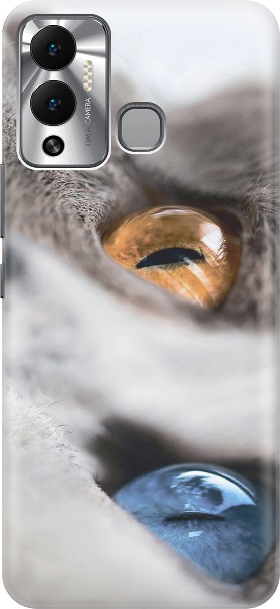 

Чехол на Infinix Hot 12 Play NFC "Кот с разноцветными глазами", Голубой;серый, 14660