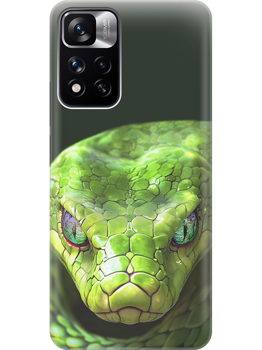 

Силиконовый чехол на Xiaomi Redmi Note 11 Pro+ 5G / Xiaomi 11i с принтом "Змея" прозрачный, Прозрачный;черный;зеленый, 741736413