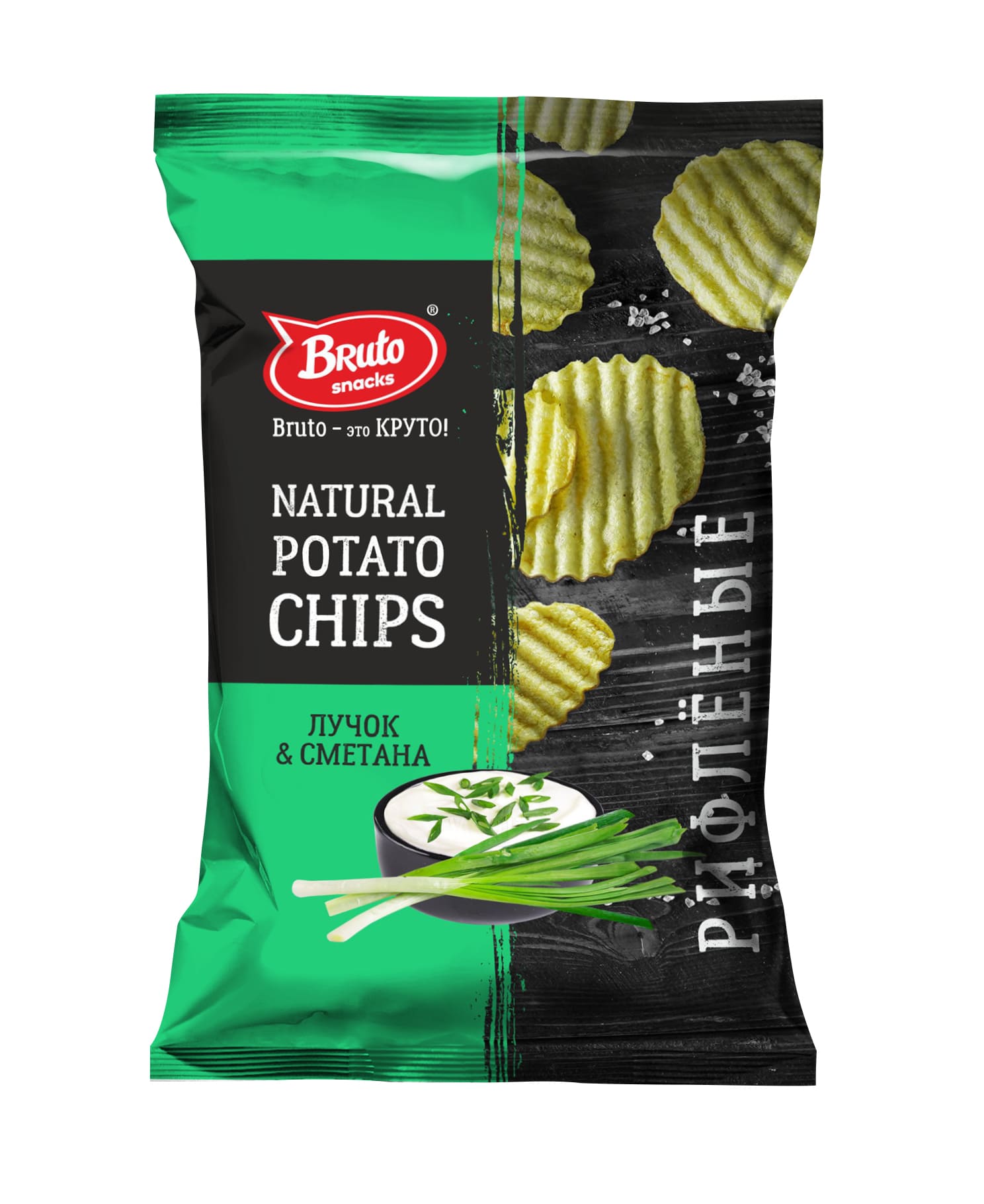 

Чипсы Bruto snacks natural potato chips сметана и зелень 150 г