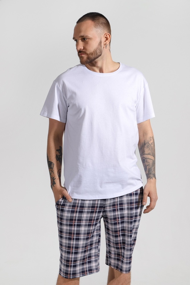 Шорты домашние мужские Виолетта Штурман-2 серая клетка серые 52 RU