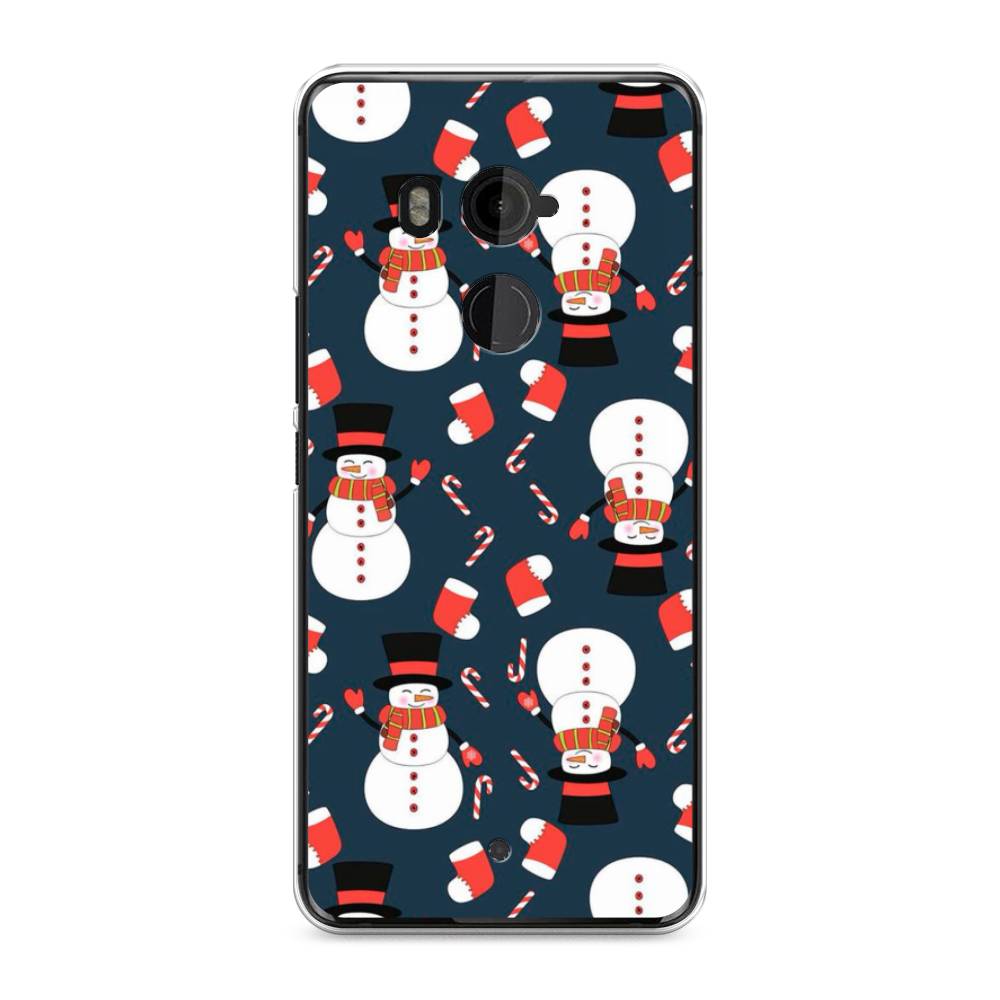 

Чехол на HTC U11 Plus "Синие снеговики", Синий;белый;красный, 102150-5