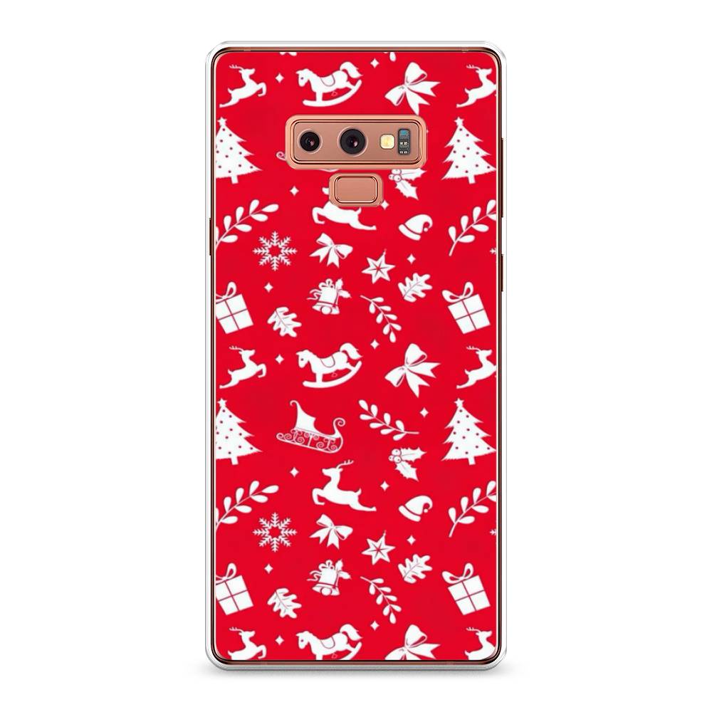 

Чехол на Samsung Galaxy Note 9 "Красный новогодний фон", Красный;белый, 26350-5