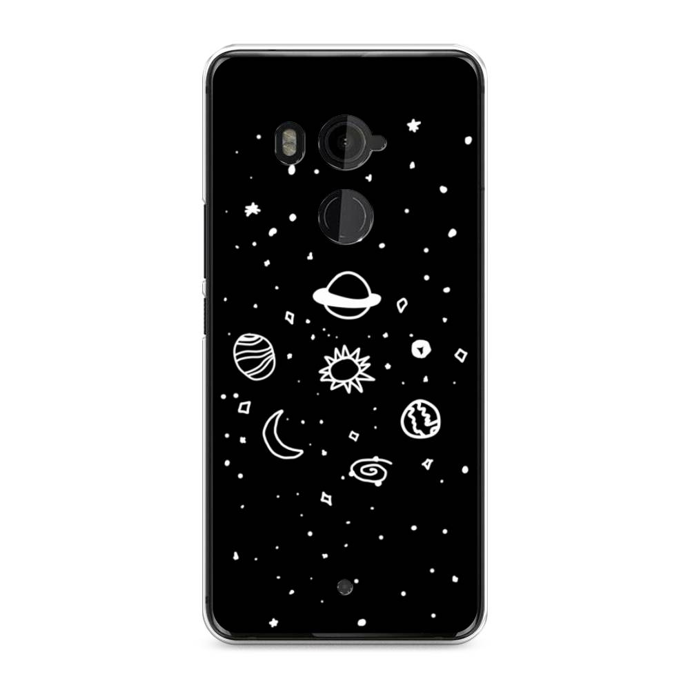 

Чехол на HTC U11 Plus "Дудл солнечной системы", Бежевый;серый, 102150-2