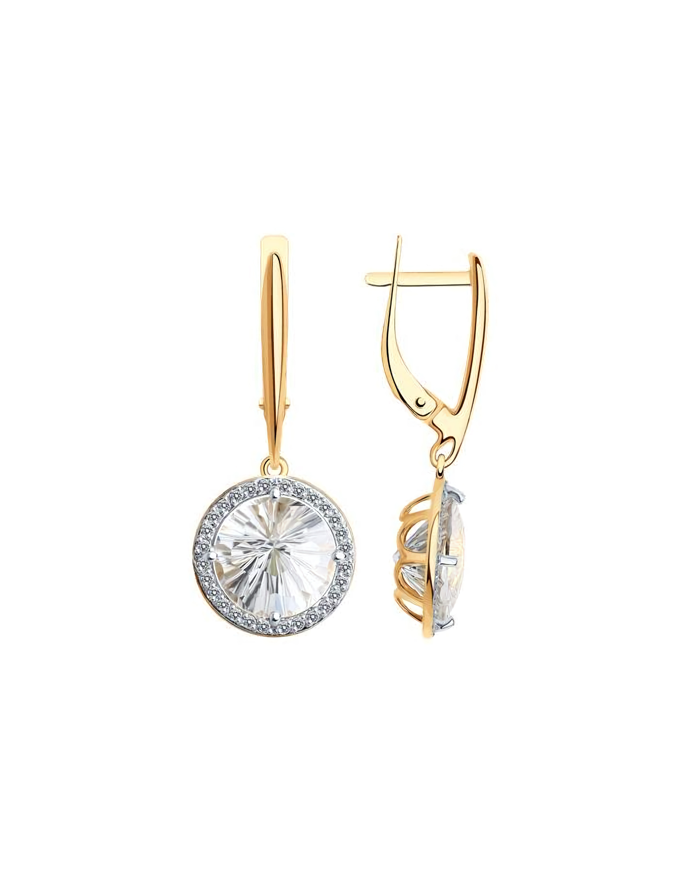 

Серьги подвески из золота TEO MAORI 837728255, горный хрусталь, 837728255