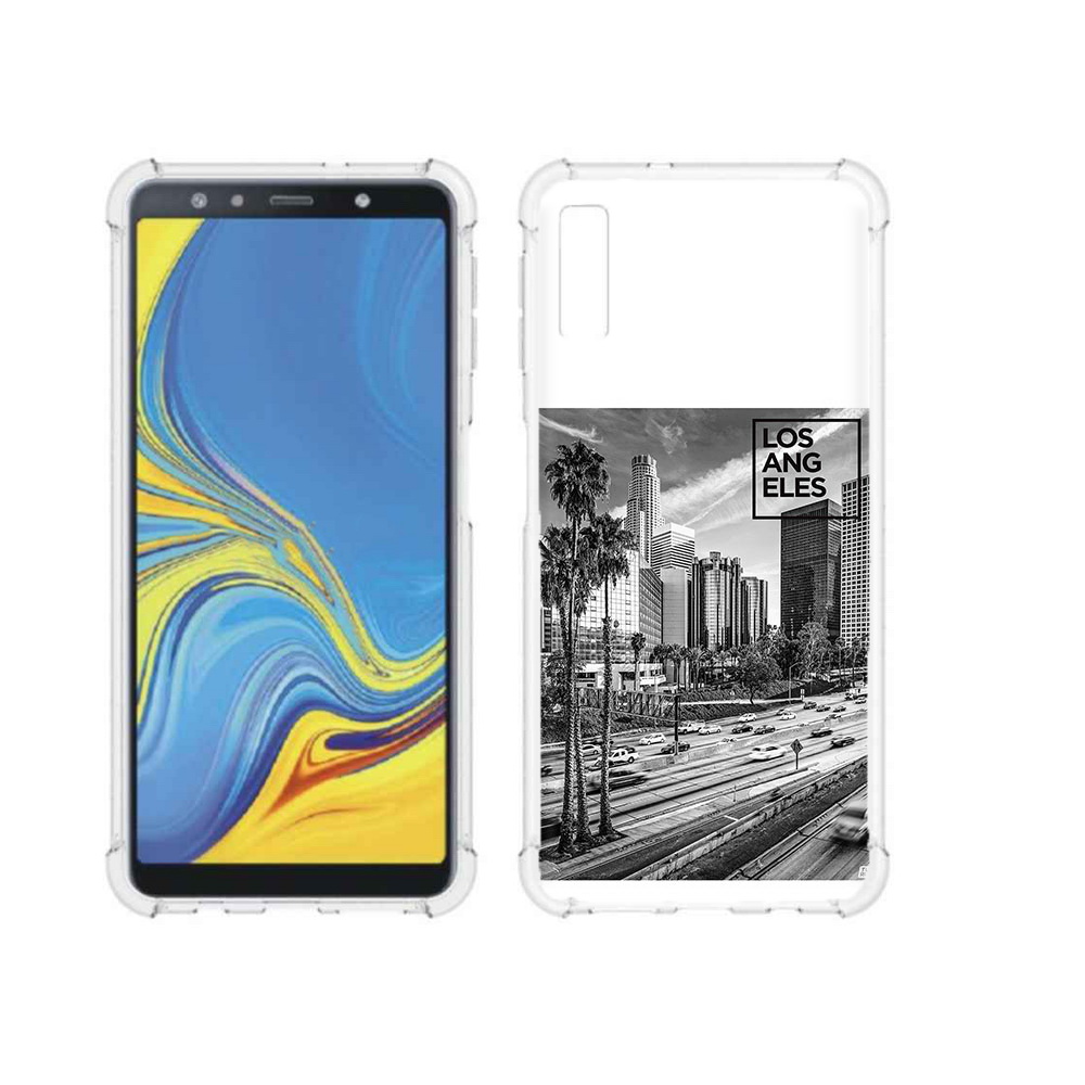 

Чехол MyPads Tocco для Samsung Galaxy A7 (2018) черно белый лос анджелес (PT95255.558.685), Прозрачный, Tocco