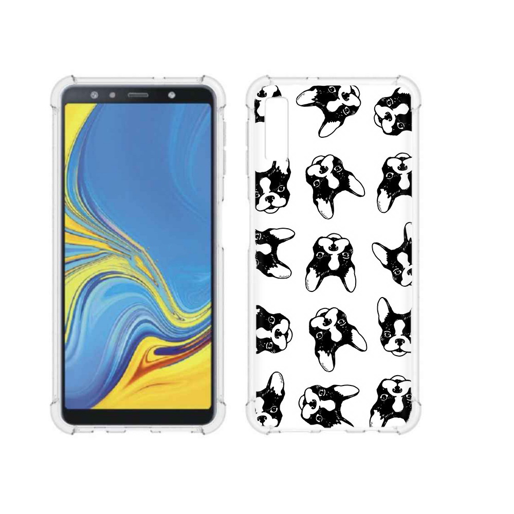 

Чехол MyPads Tocco для Samsung Galaxy A7 (2018) черно белые собачки (PT95255.558.683), Прозрачный, Tocco