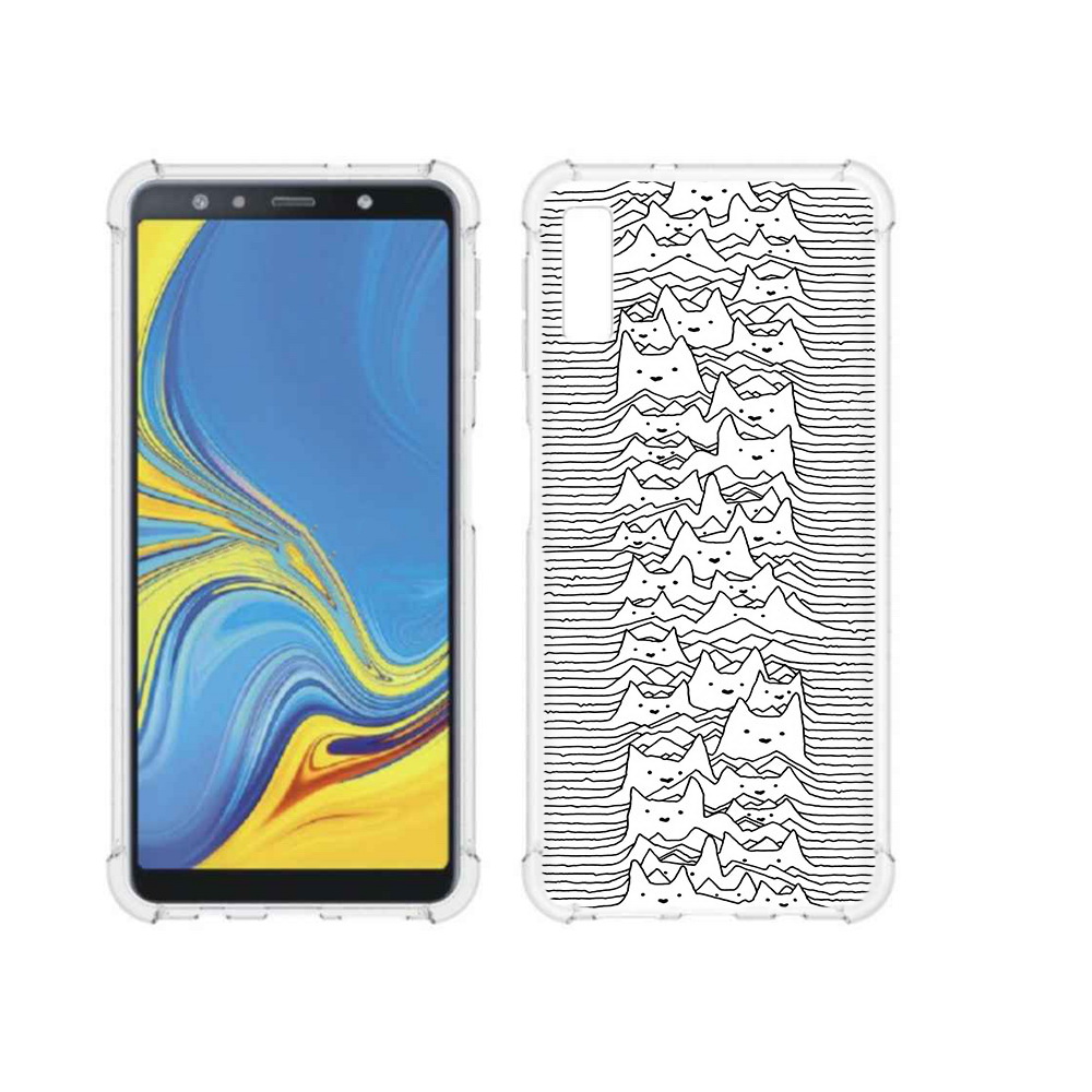 

Чехол MyPads Tocco для Samsung Galaxy A7 (2018) черно белые коты 3D (PT95255.558.682), Прозрачный, Tocco