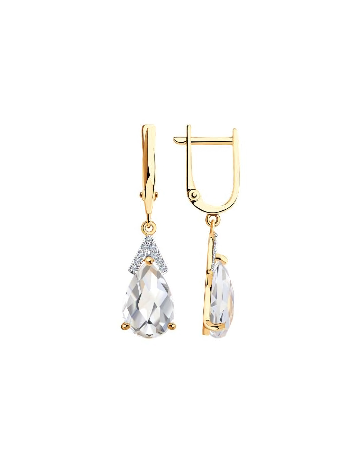 

Серьги подвески из золота TEO MAORI 837727335, горный хрусталь, 837727335
