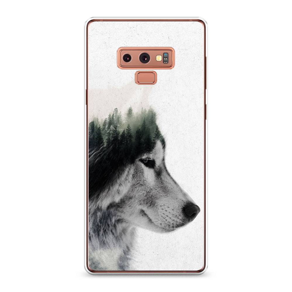 

Чехол на Samsung Galaxy Note 9 "Волк лес", Серый;белый, 26350-1