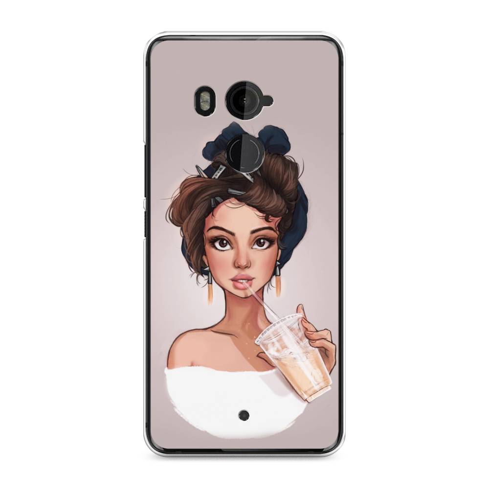 

Чехол на HTC U11 Plus "Девушка с фраппе", Серый, 102150-6