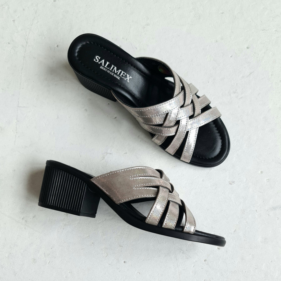 

Мюли женские Salimex 19-117-01 серебристые 37 RU, Серебристый, 19-117-01