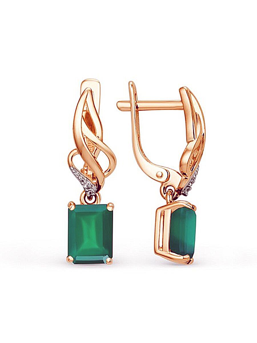 

Серьги из золота TEO MAORI 8002292-5482, агат/фианит, 8002292-5482