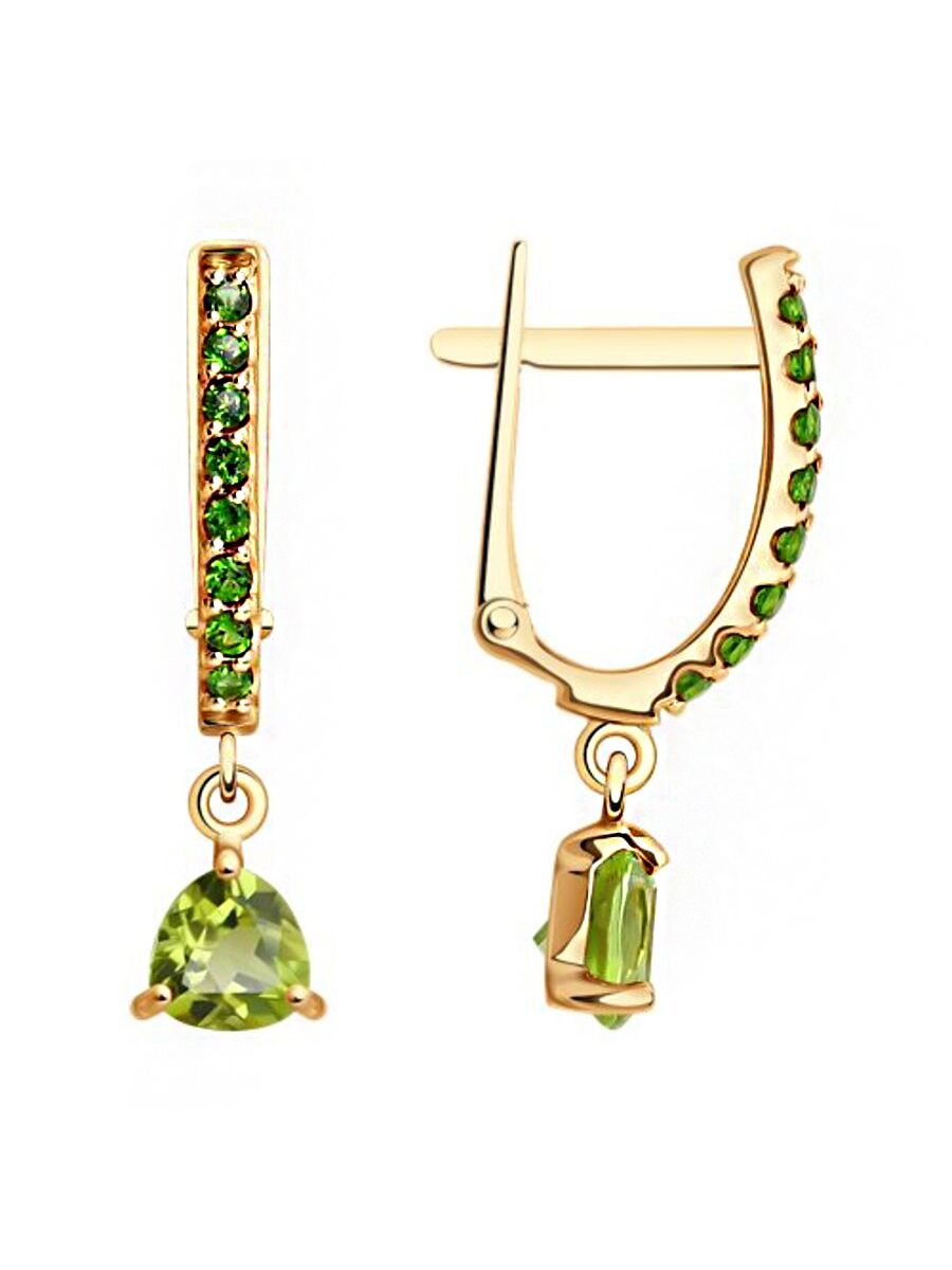 

Серьги подвески из золота TEO MAORI 8728755, хризолит, 8728755
