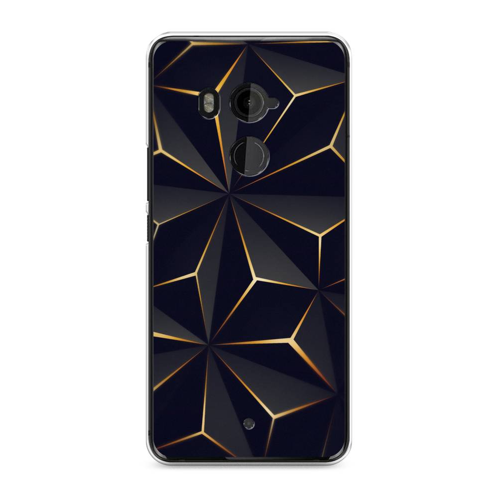 

Чехол на HTC U11 Plus "Черные полигоны", Золотистый;черный, 102150-3