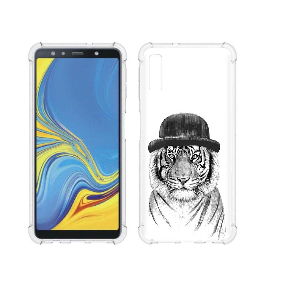 

Чехол MyPads Tocco для Samsung Galaxy A7 (2018) тигр британец (PT95255.558.641), Прозрачный, Tocco