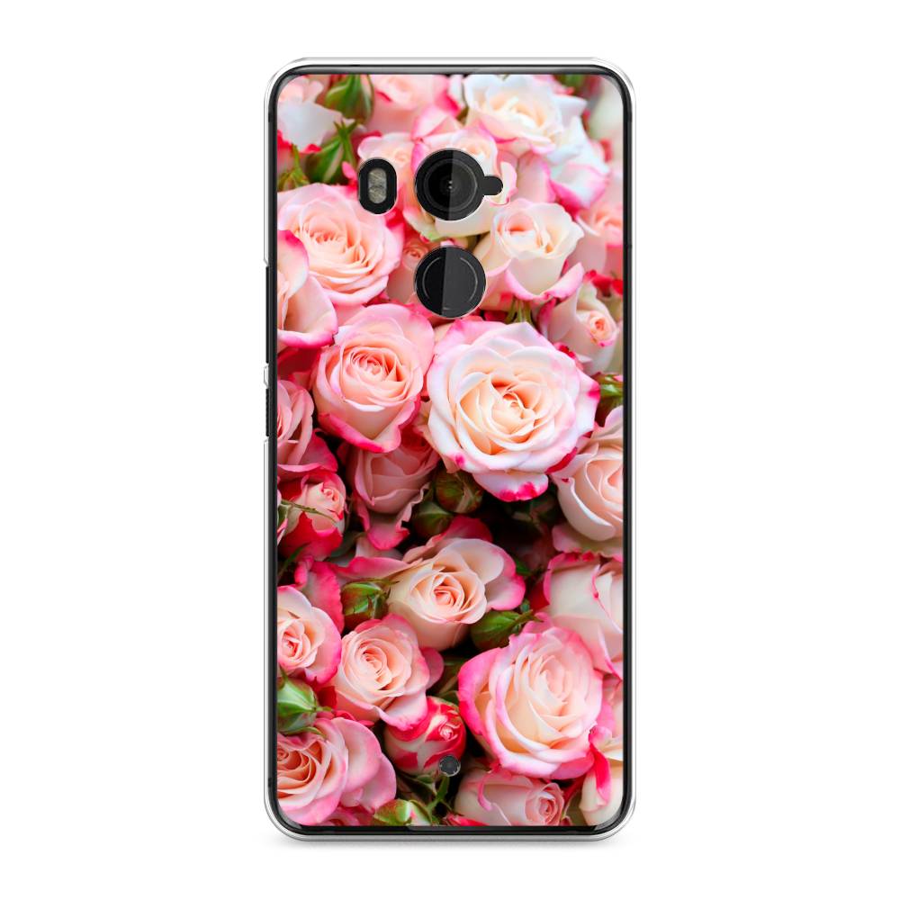 

Чехол на HTC U11 Plus "Много роз", Розовый, 102150-2