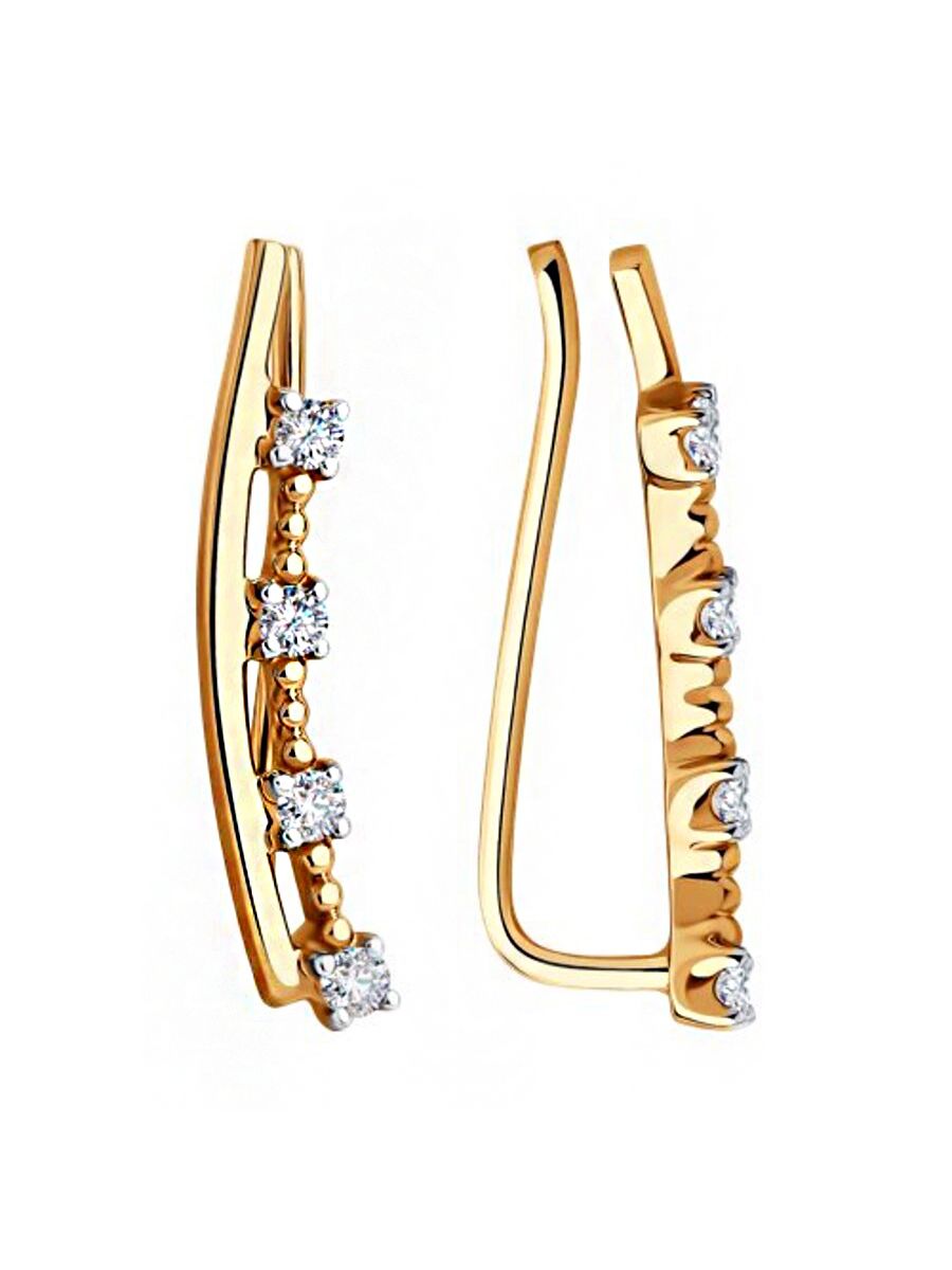 

Серьги клаймберы из золота TEO MAORI 829036, фианит, 829036