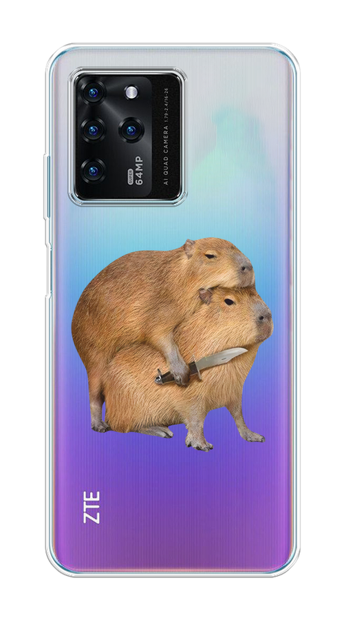 

Чехол на ZTE Blade V30 "Капибара с ножом", Бежевый, 135350-1