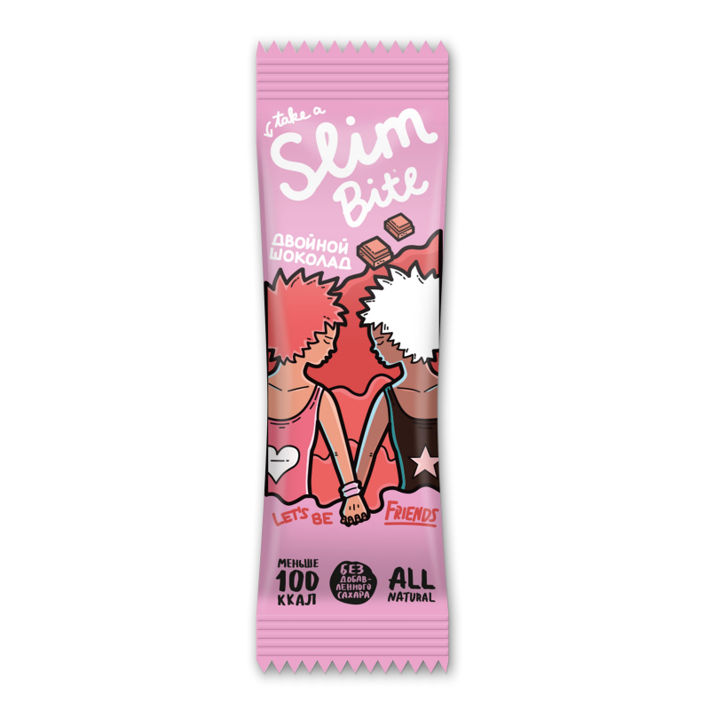 фото Батончик фруктово-ягодный bite slim двойной шоколад 30гр take a slim bite