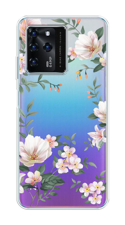 

Чехол на ZTE Blade V30 "Beautiful white flowers", Бежевый;зеленый, 135350-1