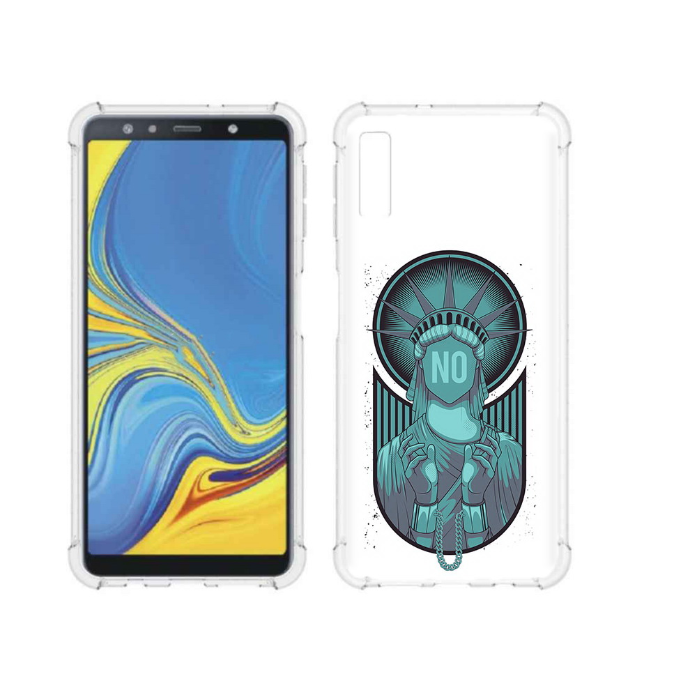 

Чехол MyPads Tocco для Samsung Galaxy A7 (2018) статуя свободы зеленый (PT95255.558.623), Прозрачный, Tocco