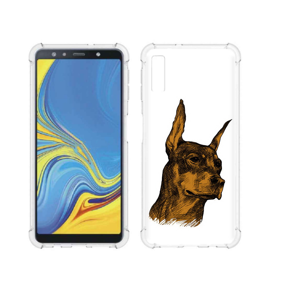 

Чехол MyPads Tocco для Samsung Galaxy A7 (2018) скетч доберман (PT95255.558.605), Прозрачный, Tocco