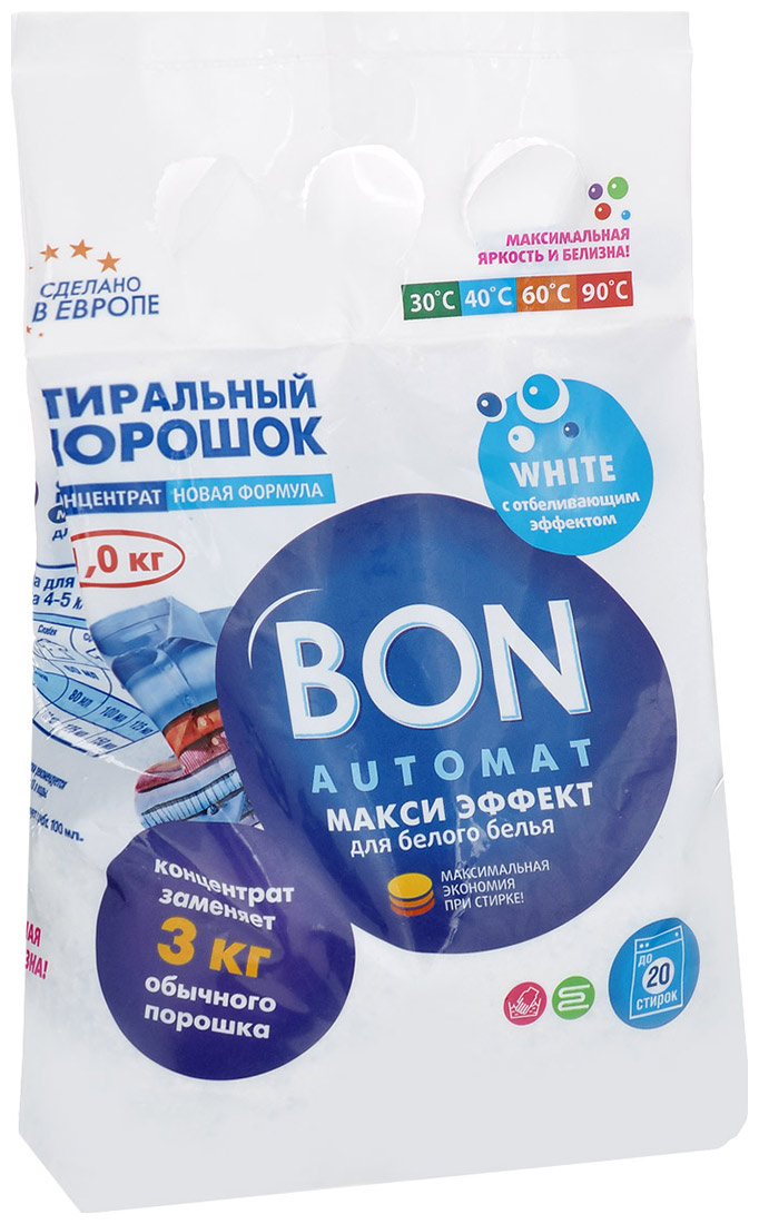 Стиральный порошок BON BN-125 Automat Макси с отбеливающим эффектом, 1 кг