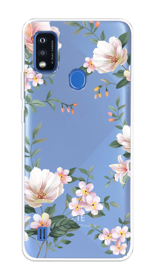 

Чехол на ZTE Blade A51 "Beautiful white flowers", Бежевый;зеленый, 134550-1