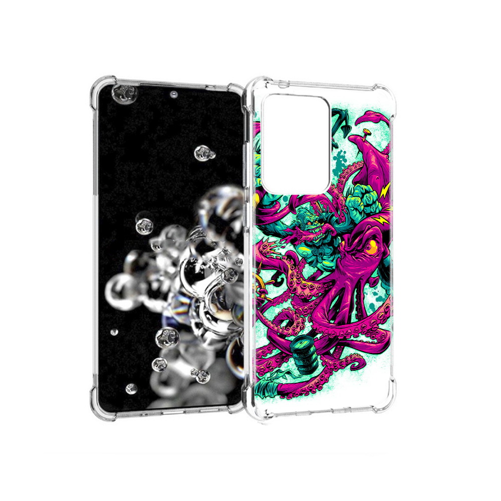 

Чехол MyPads Tocco для Samsung Galaxy S20 Ultra фиолетовый кракен (PT144384.494.657), Прозрачный, Tocco