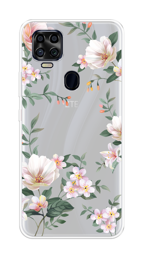 

Чехол на ZTE Blade V2020 "Beautiful white flowers", Бежевый;зеленый, 134350-1