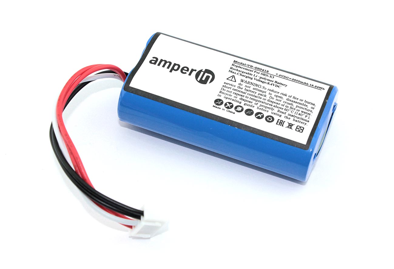 

Аккумуляторная батарея Amperin для Sony SRS-X3 7.4V 2600mAh 19.24Wh, Синий, VB-090415