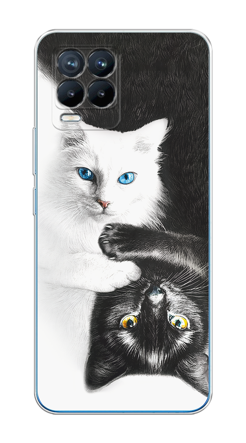 

Чехол на Oppo Realme 8/8 Pro "Коты Инь-Янь", Черный;белый;голубой, 255450-1