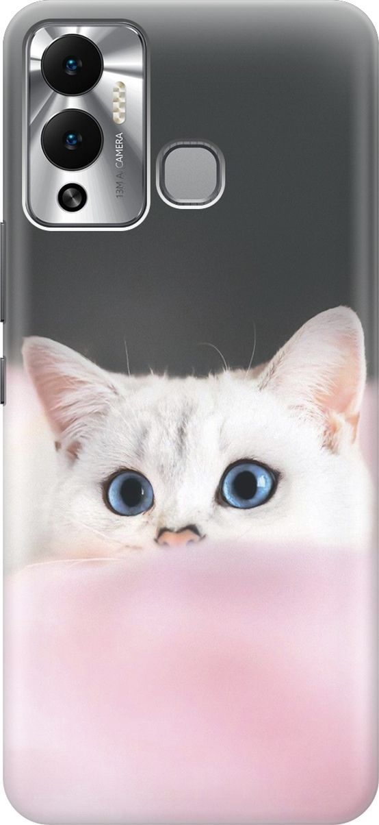 

Чехол на Infinix Hot 12 Play NFC "Кот на розовом пледе", Белый;розовый, 14651