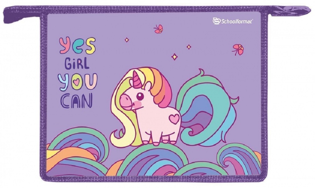 

Папка для тетрадей SchoolФОРМАТ Unicorn 235х190х50мм пластик для девочек 1 отделение А5, Фиолетовый