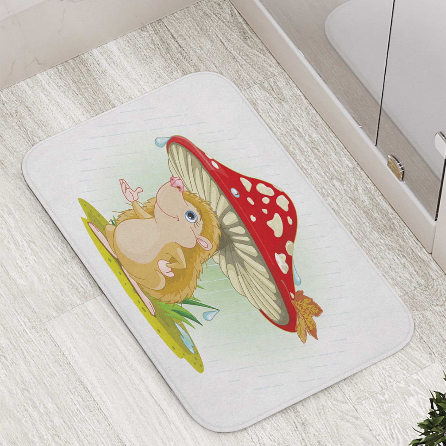 

Коврик противоскользящий JoyArty "Ежик под грибком" для ванной, сауны, бассейна, 77х52 см, Ежик под грибком