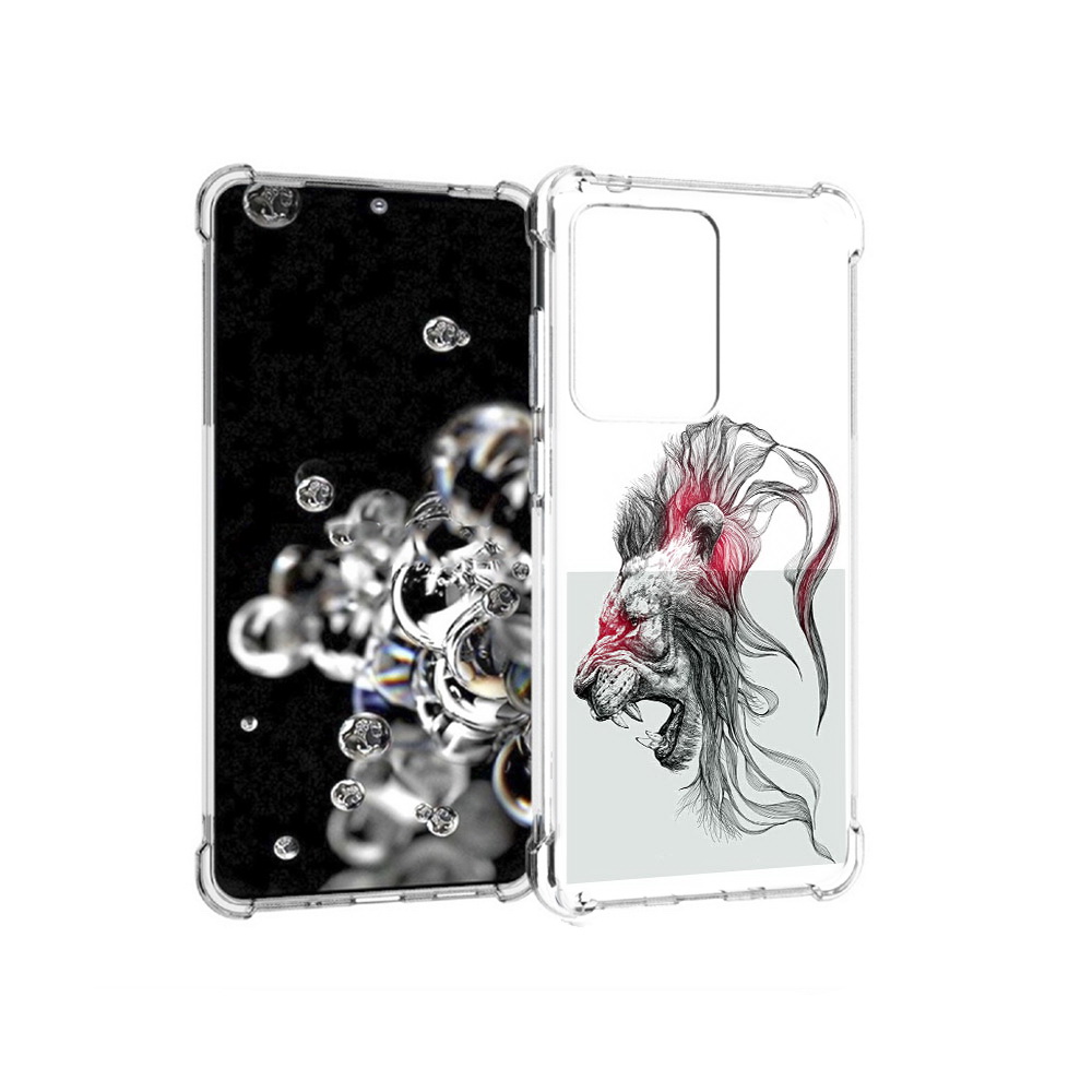

Чехол MyPads Tocco для Samsung Galaxy S20 Ultra разъяренный лев (PT144384.494.576), Прозрачный, Tocco
