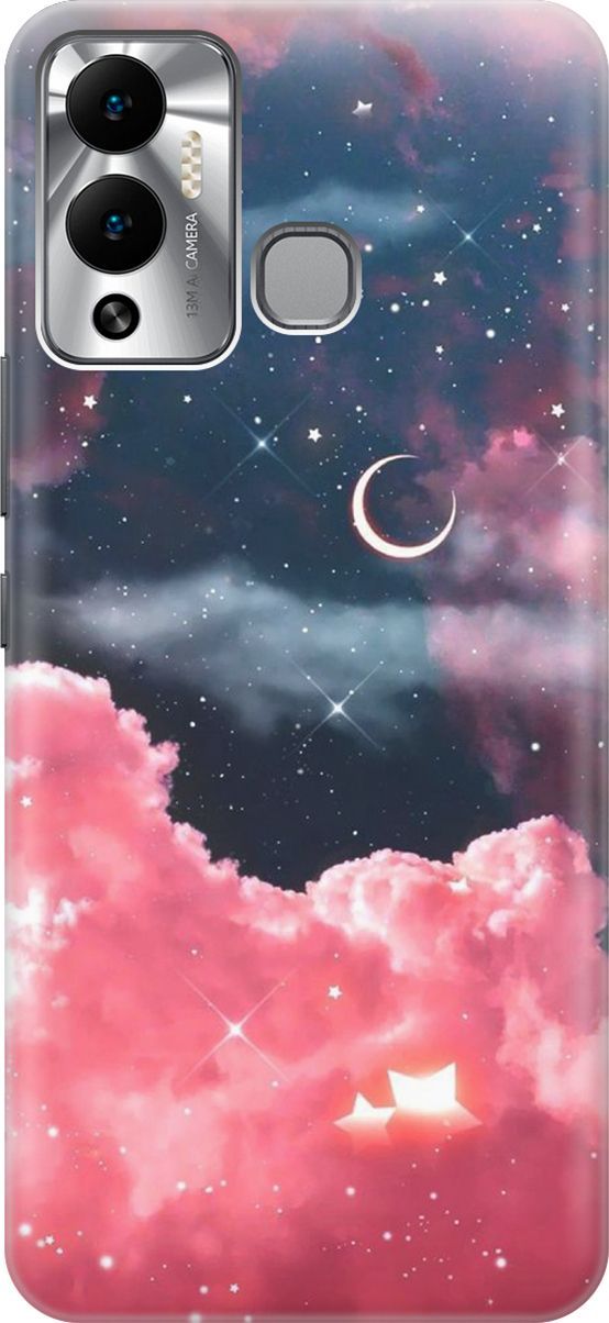 

Чехол на Infinix Hot 12 Play NFC "Месяц и розовые облака", Розовый;синий, 14661