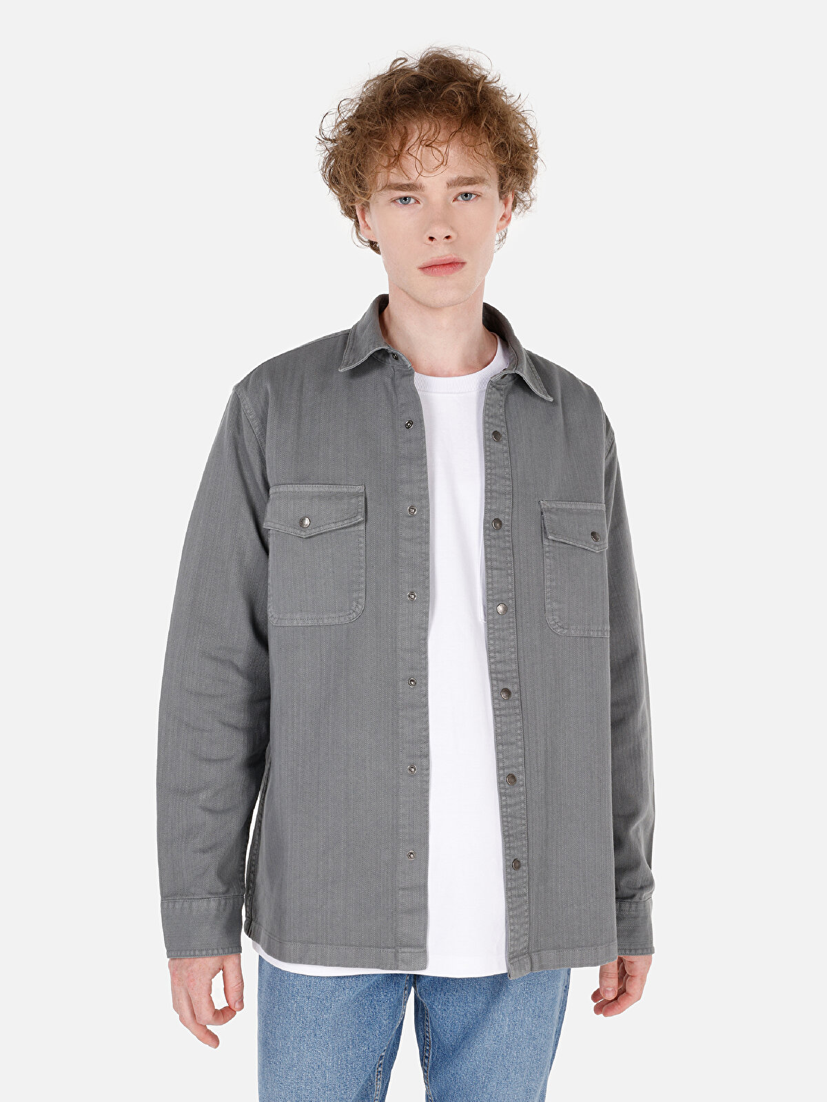 

Рубашка мужская Colin's CL1070093 серая 2XL, Серый, CL1070093