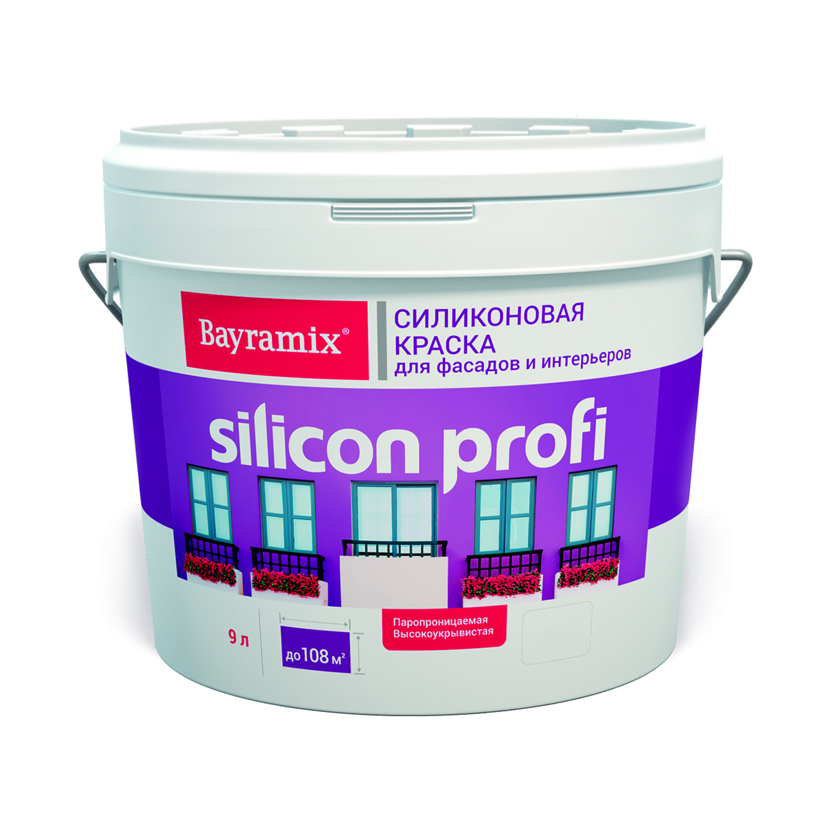 фото Краска для фасадов и интерьеров силиконовая bayramix silicon profi, бесцветная, 9 л