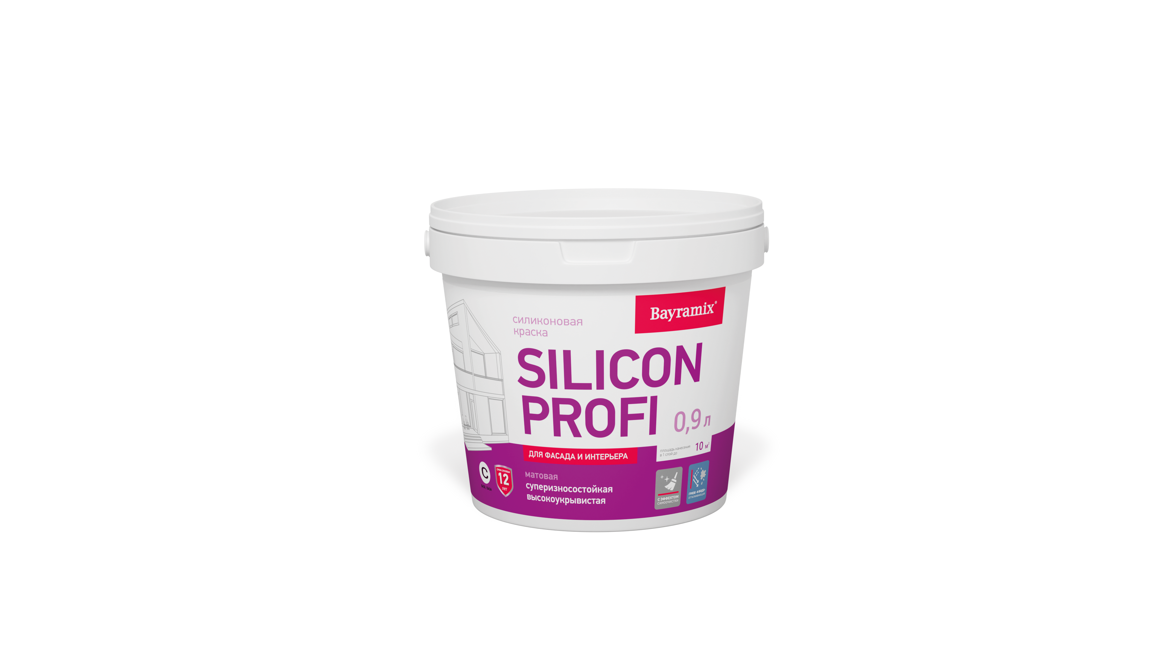 Краска фасадная, матовая Silicon Profi База C бесцветная 1,2 кг/0,9 л (только колеровка)