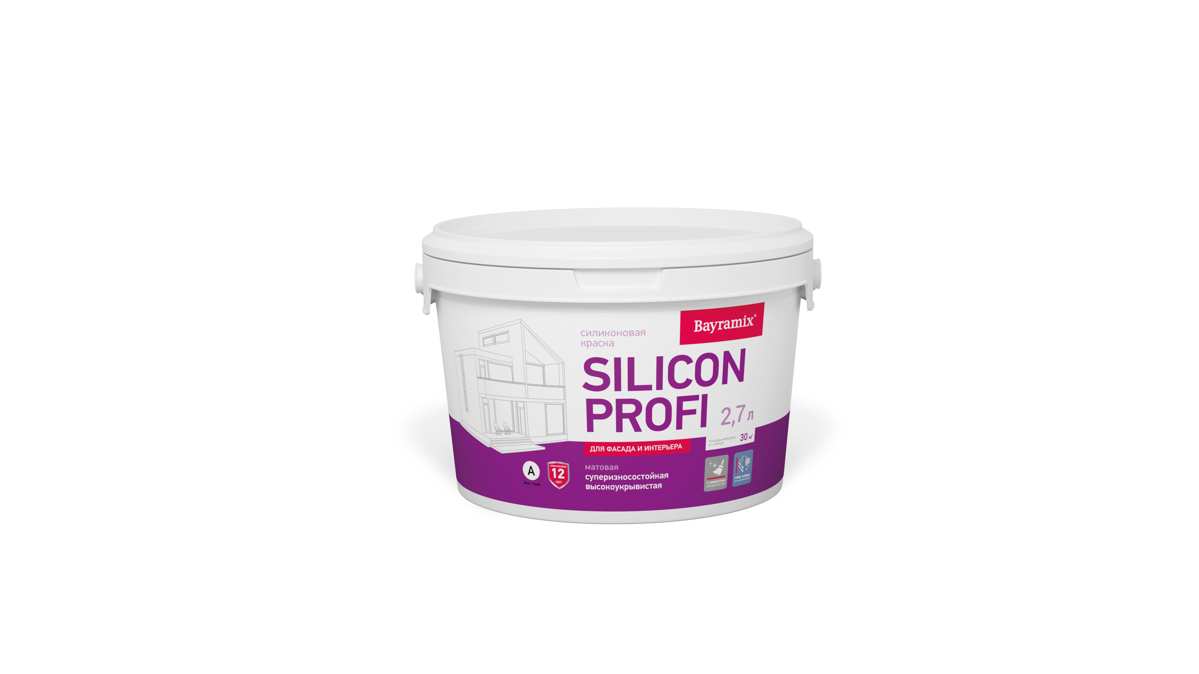 фото Краска bayramix silicon profi база a, силиконовая 2,7 л