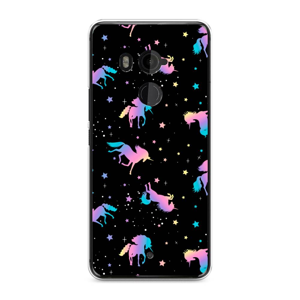 

Чехол на HTC U11 Plus "Единороги градиент", Черный;розовый;голубой, 102150-1