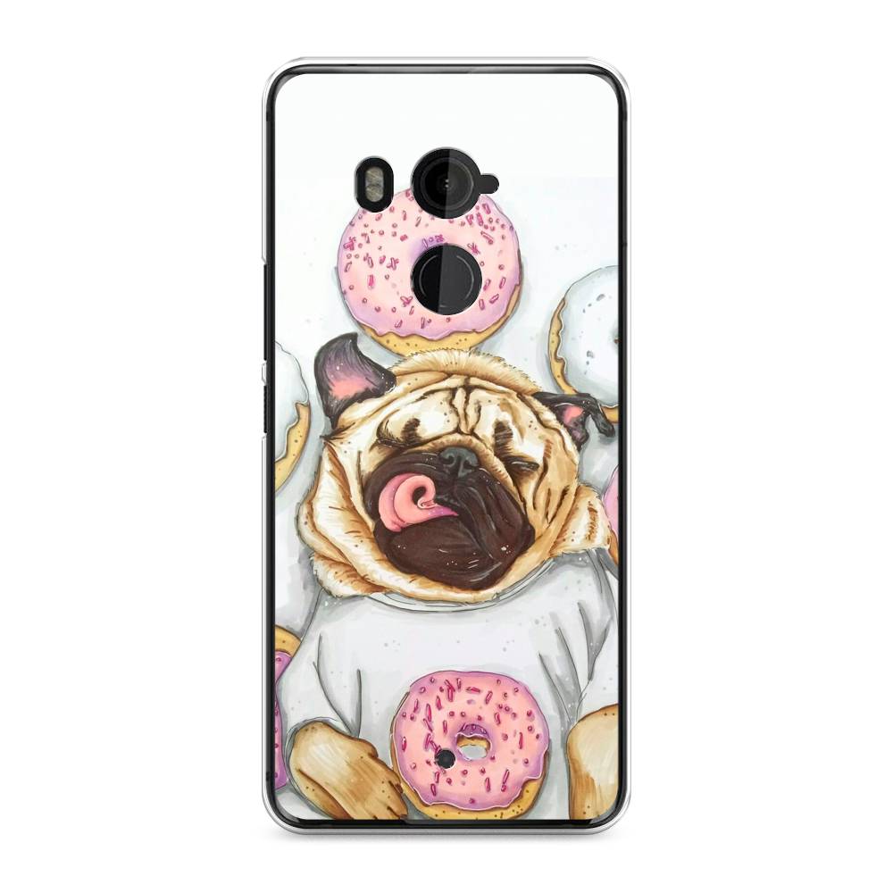 

Чехол на HTC U11 Plus "Счастливый мопс", Розовый;бежевый;коричневый, 102150-1