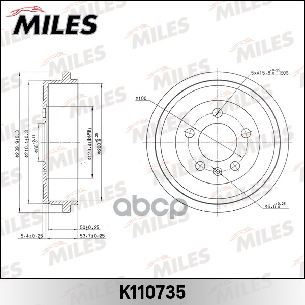 Барабан Тормозной Skoda Fabia 99- 200 Х 40 5 Отверстий Miles Miles арт. K110735