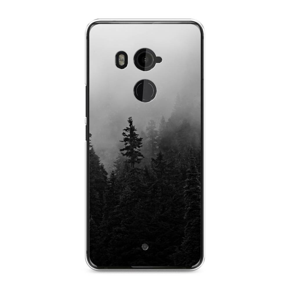 

Чехол на HTC U11 Plus "Туманный лес", Серый;черный, 102150-2